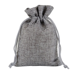 Bolsa de Compras Pequeña de Lino Natural, Bolsa de Yute, Bolsa de Regalo para Joyería, Bolsa con Cordón y Logotipo - Product Image 5