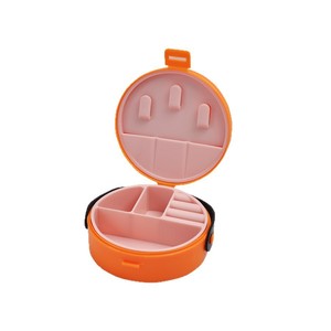 Boîte à bijoux ronde personnalisée avec miroir, couvercle en cuir, poignée, 2 couches, organisateur de bagues, boucles d'oreilles, rouges à lèvres, vente en gros OEM - Product Image 5
