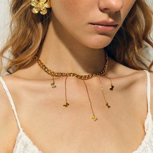 精致直拉星月长链水滴项链时尚不锈钢饰品18k电镀蝴蝶项链 - Product Image 4