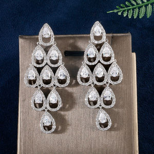 Boucles d'oreilles RAKOL EP273 en zircon de luxe, boucles d'oreilles goutte d'eau pour femmes, boucles d'oreilles de soirée éblouissantes, bijoux pour mariage, mariée 2025 - Product Image 1