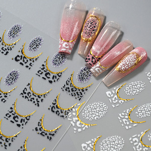 สติกเกอร์ติดเล็บลายหินอ่อนสีชมพูแบบฝรั่งเศส 3 มิติ ลายเส้นทอง  แบบติดเองสำหรับตกแต่งเล็บ  สำหรับร้านทำเล็บและทำเล็บเองที่บ้าน - Product Image 2