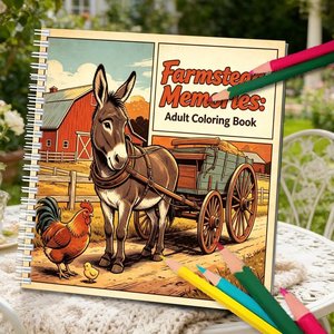 Livre de coloriage spirale personnalisable pour adultes, pages à colorier sur le thème <span class=keywords><strong>des</strong></span> <span class=keywords><strong>animaux</strong></span> de <span class=keywords><strong>la</strong></span> <span class=keywords><strong>ferme</strong></span> et du paysage campagnard vintage, pour <span class=keywords><strong>la</strong></span> relaxation et le soulagement du stress, OEM ODM - Product Image 3