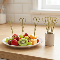 Wegwerp vierkante bamboe fruitprikkers - modern design, hoge kwaliteit, milieuvriendelijk, gestanst, voor Halloween & Kerstfeestjes