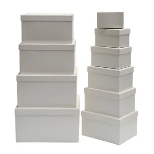 Kotak kertas hadiah bentuk persegi baru 2024 sepuluh-buah Set kotak kertas warna putih dingin untuk suvenir