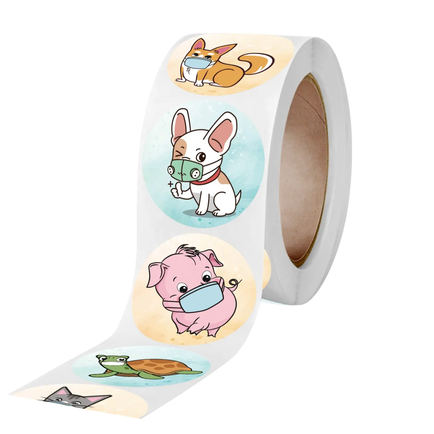 500 PCs/roll New Teacher Reward Sticker Fun Cartoon Cat Dog Labels for DIY Office Stationery Stickers