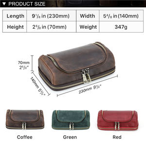 Sac de rangement pour câbles de voyage en cuir personnalisé, fait main, avec double fermeture éclair, pochette technique portable pour accessoires électroniques - Product Image 2
