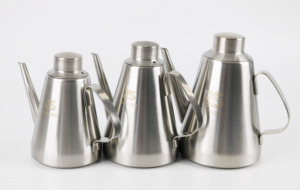 Fabbricare LOGO personalizzato olio d'argento e aceto ampolla in acciaio inossidabile erogatore di olio d'oliva con beccuccio di versamento senza gocciolamento - Product Image 3