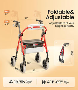 Max 380 Pfund All-Terrain Rolla tor Walker Ergo Sitz und höhen verstellbare faltbare Mobilität hilfe für Senioren - Product Image 4
