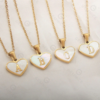 Collier personnalisé en argent 925 Gemnel en forme de cœur avec lettre, 26 lettres de l'alphabet, coquille blanche, cadeau de la Saint-Valentin, bijoux délicats pour l'amour