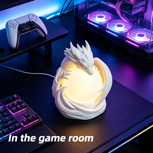 Lampada Notturna LED a Forma di Drago 3D Stampato, Luce Calda e Soffusa, Lampada da Comodino Sferica, Illuminazione Ambientale Decorativa Animale Fantastico, Regalo - Product Image 4
