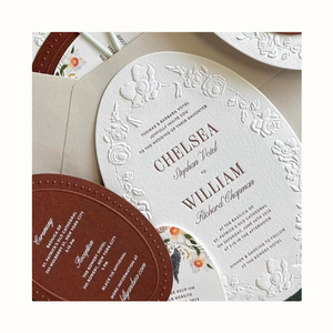 Tùy Chỉnh Sang Trọng Letterpress Thiệp Cưới Thẻ Cao cấp Lời Mời Đám Cưới Văn Bản Nổi Danh Sách Bưu Thiếp Thẻ Thực Đơn - Product Image 1