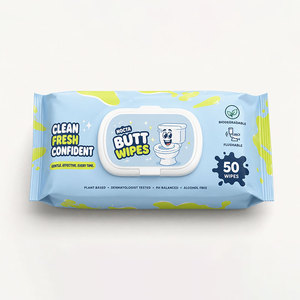 Lingettes pour les fesses à marque privée OEM, lingettes humides jetables avec logo personnalisé, lingettes de toilette biodégradables directes d'usine pour l'hygiène intime - Product Image 1