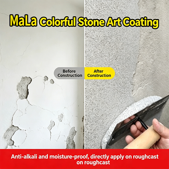 Mala Colored Stone Epoxy Liquid Coating Putty-free Flat for Scrape-Flat Application Home Commercial Wall Renovation Paint