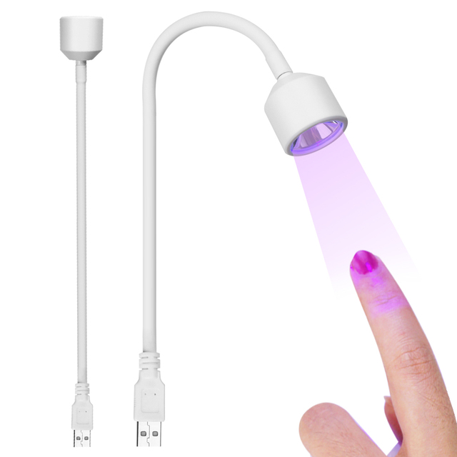 Mini USB UV/LED Light Gel Nails 360 Degree Adjustable Tube Nail Dryer Lamp Convenient Portable Desk Lamp with US Plug