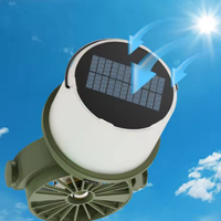 Lampe torche solaire LED multifonctionnelle, batterie AA, étanche IP67, rechargeable, ventilateur de camping, lampe de tente extérieure, lumière chaude