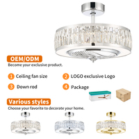 Lustre décoratif de luxe au design moderne, ventilateur de plafond LED en cuivre avec télécommande, 3 vitesses, moteur AC en cuivre pour salon