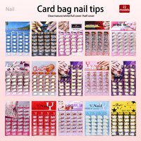 Nail Kingdom 288 pièces 24 sachets/ensemble Capsules d'ongles couleur unie transparentes forme cercueil/carrée/amande, capsules d'ongles à couverture complète, faux ongles en gros