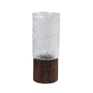 Minimalistische Kreative Große Hydroponik-Glücksbambus-Vase mit Naturholz-Sockel und Glas für Wohnzimmer- & Esstisch-Dekoration - Product Image 4