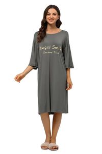 Vêtement de détente d'été pour femmes grande taille, longueur genou, en viscose douce, pyjama, chemise de nuit thermique, taille élastique, tricotée - Product Image 2