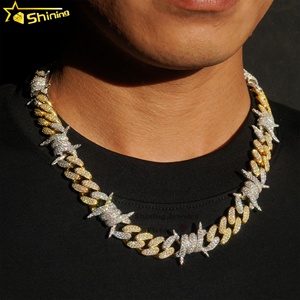 Cadena Cubana de Plata 925 de Alta Calidad con Incrustaciones de Moissanita VVS de 15 mm, Estilo Barber, Joyería Hip Hop - Product Image 1