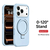 Nouvelle coque de téléphone portable de luxe antichoc en silicone véritable magnétique avec support anneau intégré pour iPhone 18 Pro Max 2026 – Toucher doux