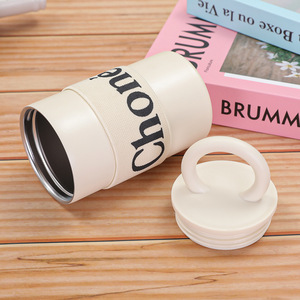 Bouteille d'eau isotherme pour café et sport, personnalisable avec logo, 400 ml, blanc/beige/gris, avec isolation thermique de 12 à 24 heures - Product Image 3