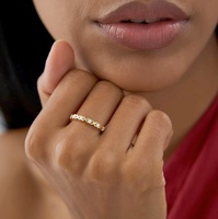 Bague de fiançailles demi-éternité en diamant X O Design, or massif 14 carats, alliance empilable pour homme et femme
