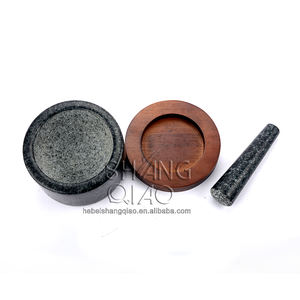 工場直送の新しい乳鉢と乳棒セット花崗岩の乳棒ボウルと乳鉢、傷防止ウッドパッド付き - Product Image 5