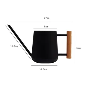 Arrosoir d'intérieur de 900 ml avec long bec verseur, poignée en bois confortable, arrosoir en acier inoxydable pour plantes d'intérieur - Product Image 2