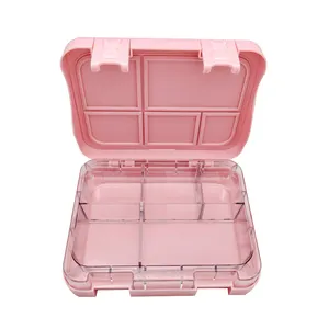 खाद्य ट्रे प्लास्टिक bento Suppliers-रखता खाद्य पिकनिक उपयोग Bento स्टाइल टिकाऊ Leakproof करने के लिए वापस स्कूल बच्चों गुलाबी 6 डिब्बों दोपहर के भोजन के बॉक्स