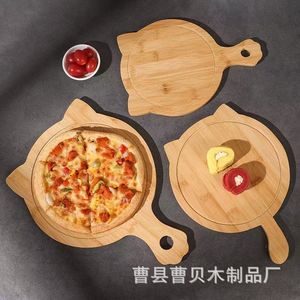 Plateau à pizza en bambou, design oreilles de chat, planche à découper en bois, plaque de cuisson pour usage domestique - Product Image 1