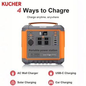 Estación de Energía KUCHER de 1000W, Gran Capacidad <span class=keywords><strong>716WH</strong></span>, Enchufe Estadounidense, Cargador de Coche para Energía Solar con Controlador MPPT para Transmisión en Vivo - Product Image 6
