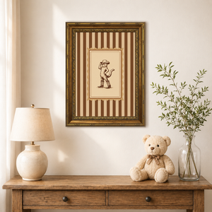 Decoración de Pared para Dormitorio, Baño, Sala de Estar, Lienzo con Marco Dorado Ornamentado de Gato <span class=keywords><strong>Vaquero</strong></span>, Arte de Lienzo Occidental Caprichoso, OEM ODM - Product Image 1