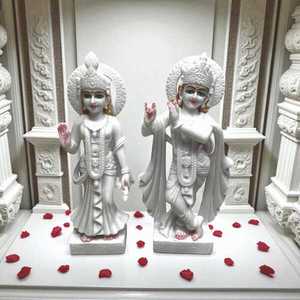 รูปปั้นพระราชาคุริษณมณฑลหินอ่อนสีขาวแบบดั้งเดิม  พระพุทธรูปฮินดูจากหินธรรมชาติสำหรับตกแต่งวัด  งานประติมากรรมทางจิตวิญญาณ ของขวัญ - Product Image 5