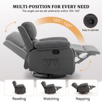 Fauteuil à bascule pivotant à 360° pour adultes, petit canapé inclinable pour petits espaces, fauteuil inclinable coulissant en tissu rembourré pour chambre d'enfant