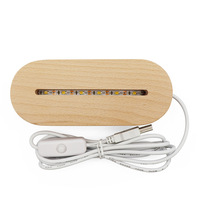 Bases en bois avec planches acryliques pour l'écriture Base de lumière LED chaude avec câble USB pour l'application de la chambre à coucher