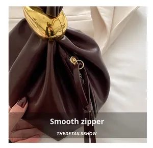 <span class=keywords><strong>Borsa</strong></span> a secchiello da <span class=keywords><strong>donna</strong></span> in stile vintage, portatile con chiusura a cerniera, design di nicchia elegante, nuova <span class=keywords><strong>borsa</strong></span> <span class=keywords><strong>piccola</strong></span> testurizzata - Product Image 6