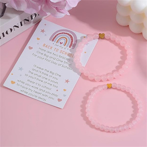 Set di Braccialetti Coordinati con Cuore per Mamma e Figlia, Regalo per il Primo Giorno di Scuola, Bracciali con Perline in Pietra Naturale - Product Image 4