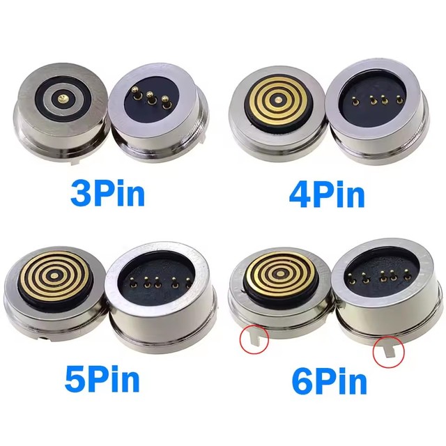 3/4/5/6 Pin Waterproof Magnetic Pogo Pin Connector Spring Loaded Male Female 360 ° blind suction DC Signal transmission charging