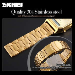 Montre moderne <span class=keywords><strong>Skmei</strong></span> <span class=keywords><strong>1220</strong></span> en acier argenté, mouvement analogique-numérique, affichage analogique-numérique, montre de luxe pour homme, logo personnalisé, alarme - Product Image 3