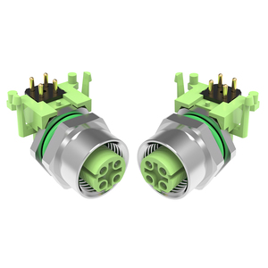 M12 kết nối D mã 4 pin điện tử Thông tư kết nối không thấm nước 90 độ lắp ráp nữ ổ cắm Bảng điều chỉnh gắn kết PCB kết nối - Product Image 1