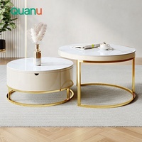 Vente en gros de meubles de maison Quanu 670106B table basse haute et courte de luxe en métal doré table de salon ronde nordique