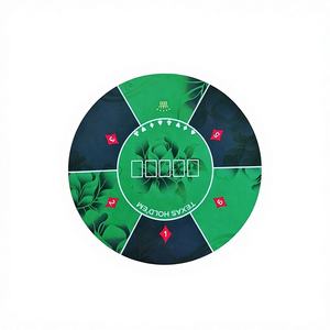Tapis de jeu de poker rond en tissu velours personnalisé UOO Texas, avec base en caoutchouc antidérapante - Product Image 1