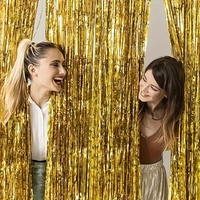 3.2x6.6ft Latar Belakang Pesta Pernikahan Tirai Foil Rumbai Dekorasi Foto Bachelorette Tirai Dinding Ulang Tahun Baby Shower