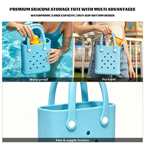 Sac à main pliable personnalisable en EVA, durable et imperméable, mini sac fourre-tout portable avec deux ouvertures, sac de sortie couleur bonbon en maille - Product Image 3