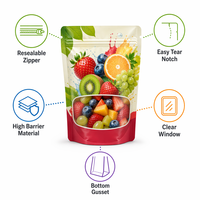 Fabrikant levert gedroogd fruit in zakjes met venster voor gemengd tropisch fruit, rijk aan vitamine C, Doypack 100g 3.5oz