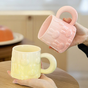 แก้วเซรามิคลายกระต่ายน่ารัก ขนาด 400 มล. ดีไซน์ไล่เฉดสีสไตล์ Ins  รักษ์โลก เหมาะสำหรับดื่มชาเวลาบ่าย ใช้ในบ้าน สำนักงาน หรือใส่นม - Product Image 5