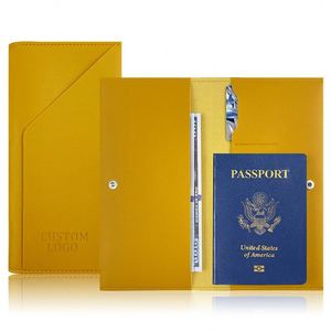 Bolsa de Viaje para Documentos con Logotipo Personalizado al por Mayor, Funda para Pasaporte Multifuncional de Cuero PU, Carpeta para Boletos - Product Image 1