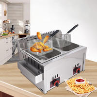 Nueva freidora comercial de acero inoxidable a gas para restaurantes, uso doméstico, 220V, patatas fritas y freidora de pollo