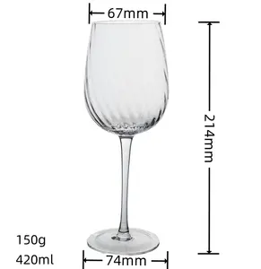 420 ml 14 oz durchsichtiges transparentes rotwein-glas handgeblasen